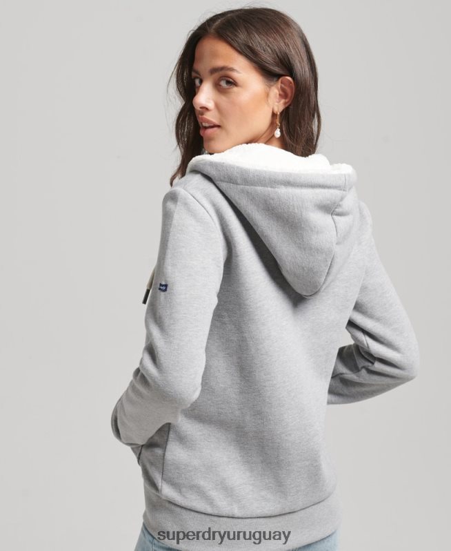 uy Superdry mujer orgullo y artesanía sudadera con cremallera gris DT2N8Z6154 ropa