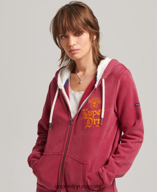 uy Superdry mujer orgullo y artesanía sudadera con cremallera rojo DT2N8Z6005 ropa