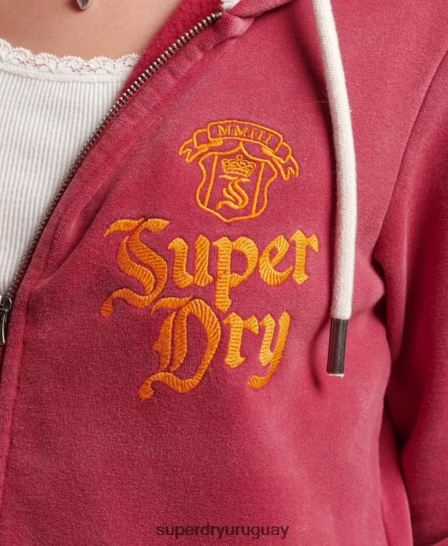 uy Superdry mujer orgullo y artesanía sudadera con cremallera rojo DT2N8Z6005 ropa