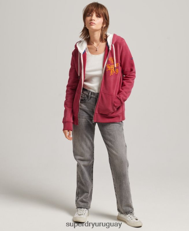 uy Superdry mujer orgullo y artesanía sudadera con cremallera rojo DT2N8Z6005 ropa