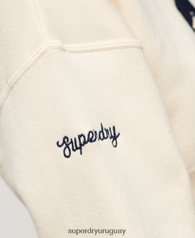uy Superdry mujer suéter corto con cuello redondo Varsity blanco DT2N8Z3954 ropa