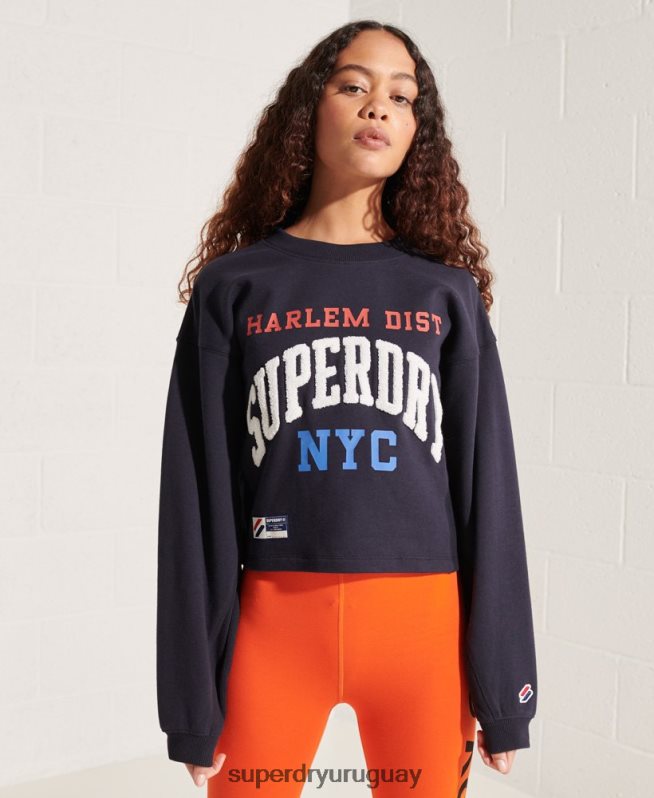 uy Superdry mujer sudadera Varsity Arch Batwing Armada DT2N8Z5873 ropa