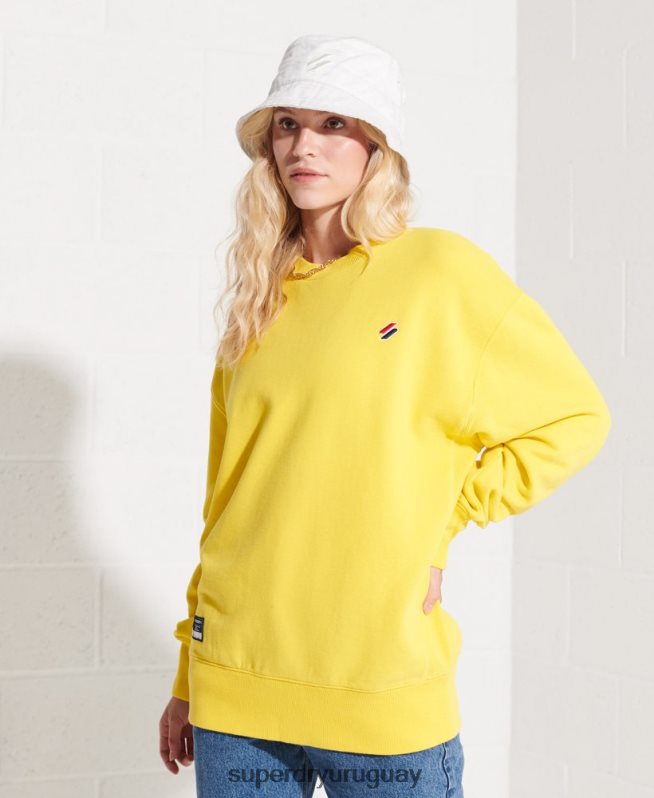 uy Superdry mujer sudadera básica de algodón orgánico amarillo DT2N8Z5822 ropa