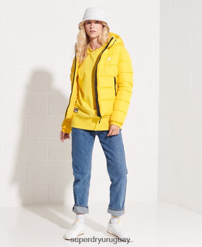 uy Superdry mujer sudadera básica de algodón orgánico amarillo DT2N8Z5822 ropa