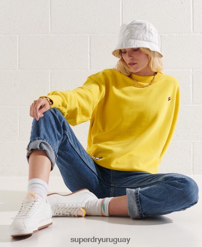 uy Superdry mujer sudadera básica de algodón orgánico amarillo DT2N8Z5822 ropa