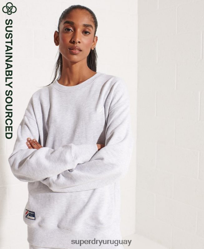 uy Superdry mujer sudadera básica de algodón orgánico gris claro DT2N8Z5821 ropa
