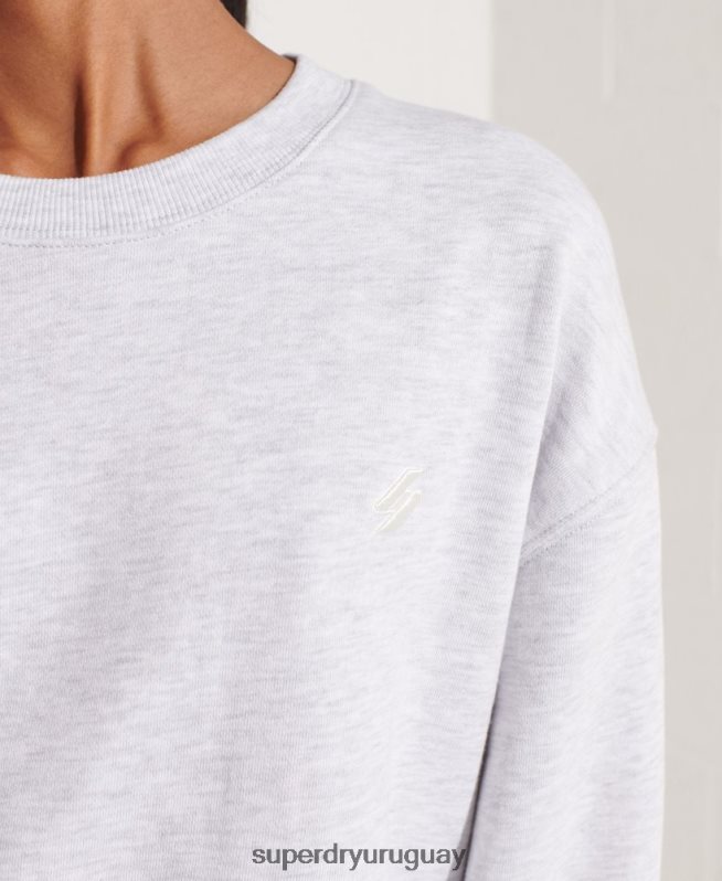 uy Superdry mujer sudadera básica de algodón orgánico gris claro DT2N8Z5821 ropa