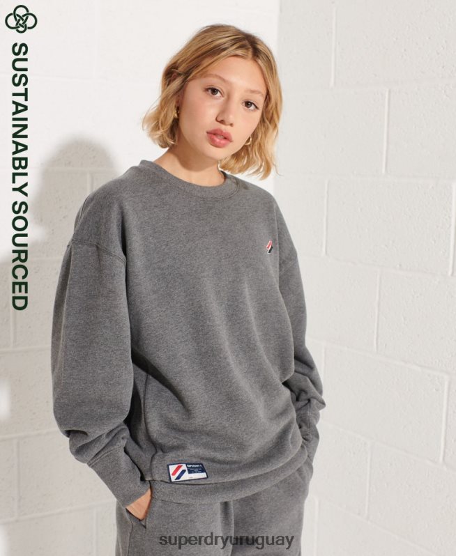 uy Superdry mujer sudadera básica de algodón orgánico gris oscuro DT2N8Z5820 ropa