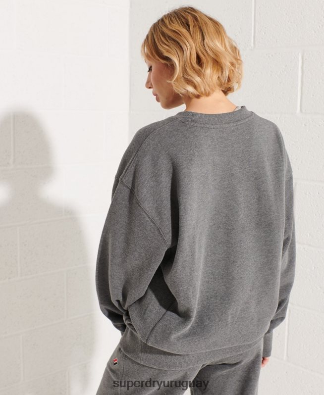 uy Superdry mujer sudadera básica de algodón orgánico gris oscuro DT2N8Z5820 ropa