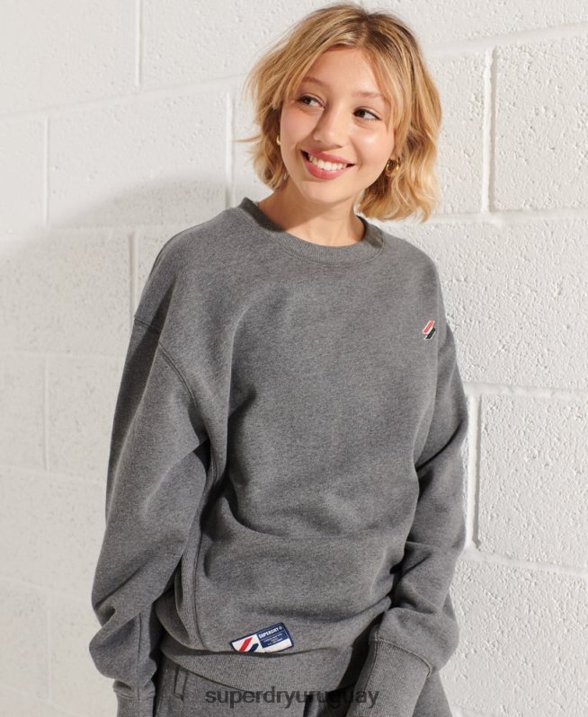 uy Superdry mujer sudadera básica de algodón orgánico gris oscuro DT2N8Z5820 ropa