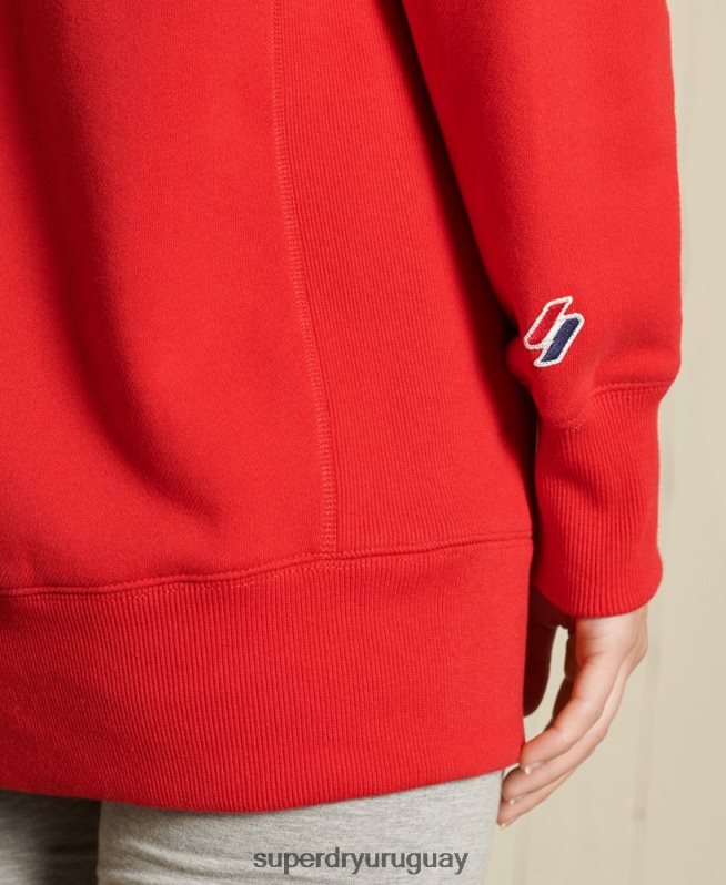 uy Superdry mujer sudadera básica extragrande con cuello redondo rojo DT2N8Z5961 ropa