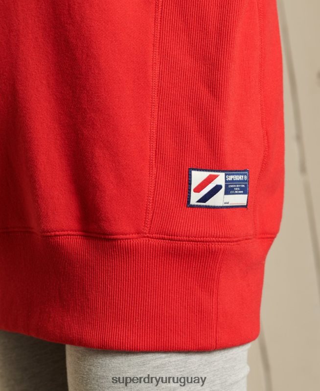 uy Superdry mujer sudadera básica extragrande con cuello redondo rojo DT2N8Z5961 ropa