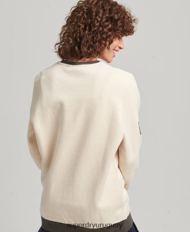 uy Superdry mujer sudadera clásica americana con logo central extragrande crema DT2N8Z6134 ropa