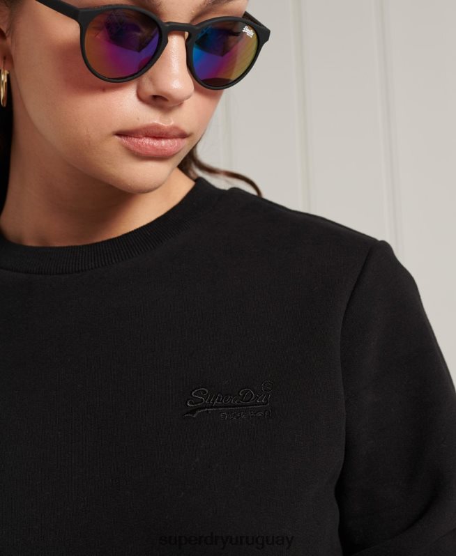 uy Superdry mujer sudadera clásica etiqueta naranja negro DT2N8Z6130 ropa