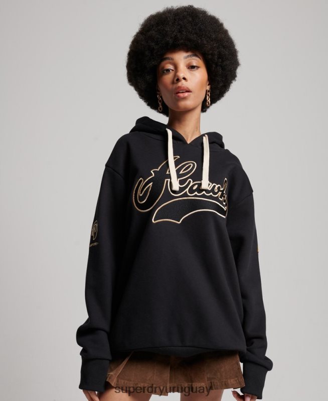 uy Superdry mujer sudadera colegial vintage negro DT2N8Z5811 ropa