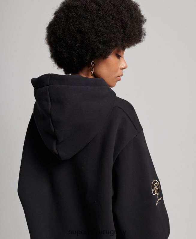uy Superdry mujer sudadera colegial vintage negro DT2N8Z5811 ropa
