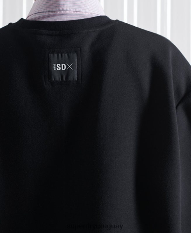 uy Superdry mujer sudadera con aplique sdx de edición limitada negro DT2N8Z5208 ropa