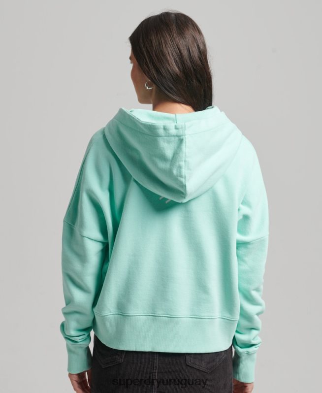uy Superdry mujer sudadera con capucha Code Core Sport Crop Box azul DT2N8Z6001 ropa