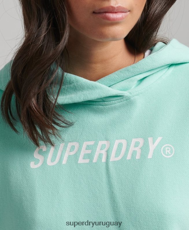 uy Superdry mujer sudadera con capucha Code Core Sport Crop Box azul DT2N8Z6001 ropa