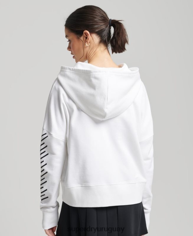 uy Superdry mujer sudadera con capucha Code Core Sport Crop Box blanco DT2N8Z5913 ropa
