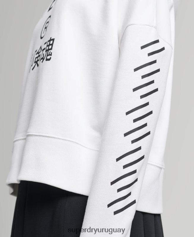 uy Superdry mujer sudadera con capucha Code Core Sport Crop Box blanco DT2N8Z5913 ropa