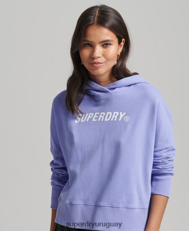 uy Superdry mujer sudadera con capucha Code Core Sport Crop Box púrpura DT2N8Z6071 ropa