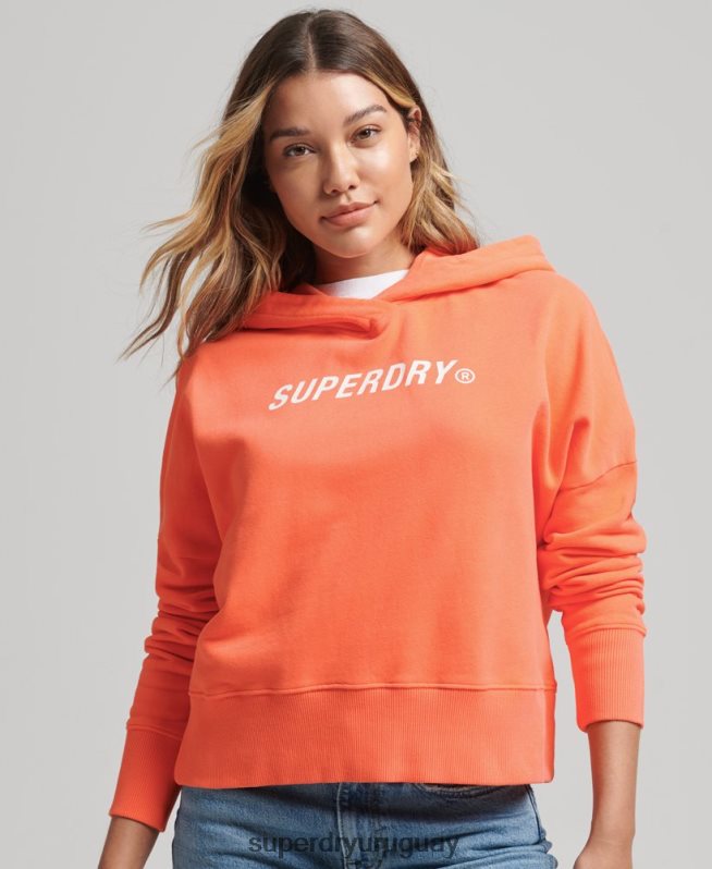 uy Superdry mujer sudadera con capucha Code Core Sport Crop Box rosa DT2N8Z5937 ropa
