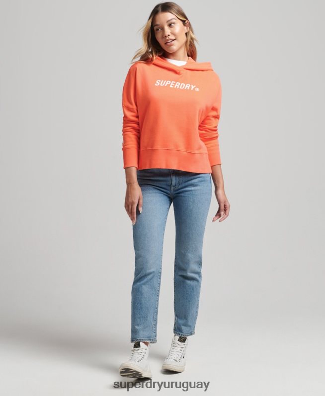 uy Superdry mujer sudadera con capucha Code Core Sport Crop Box rosa DT2N8Z5937 ropa
