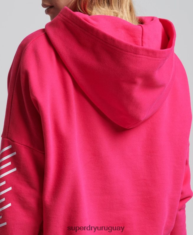 uy Superdry mujer sudadera con capucha Code Core Sport Crop Box rosa DT2N8Z6098 ropa
