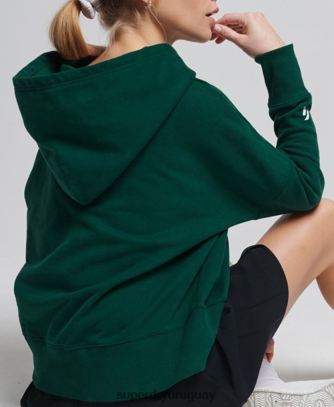 uy Superdry mujer sudadera con capucha Code Core Sport Crop Box verde DT2N8Z5955 ropa