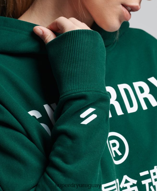 uy Superdry mujer sudadera con capucha Code Core Sport Crop Box verde DT2N8Z5955 ropa