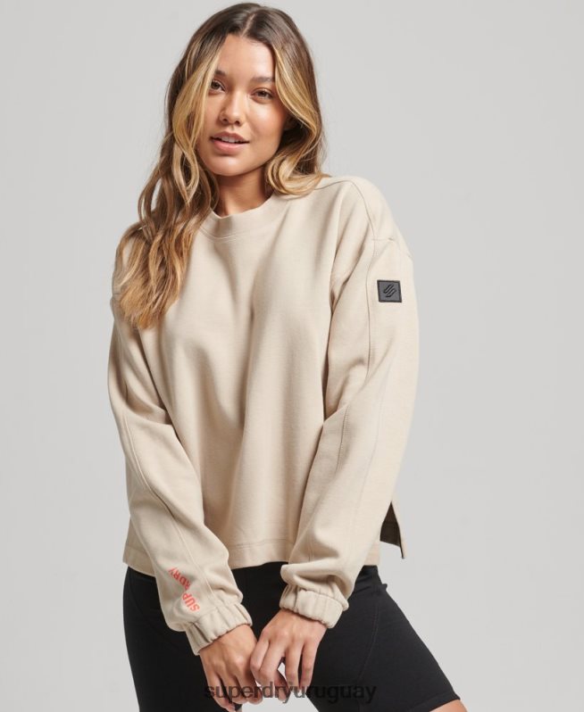 uy Superdry mujer sudadera con capucha Code Tech beige DT2N8Z5773 ropa