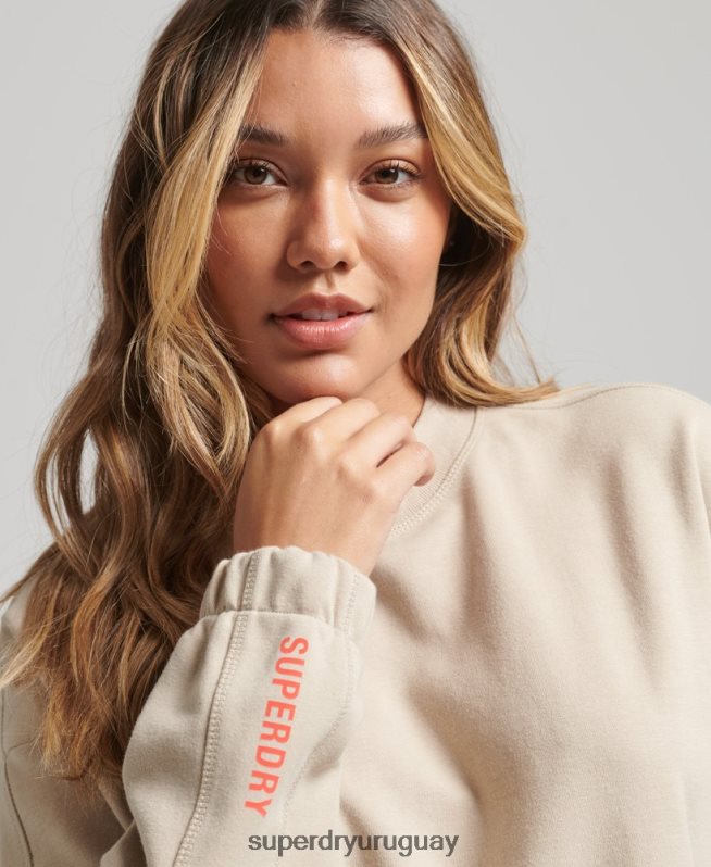 uy Superdry mujer sudadera con capucha Code Tech beige DT2N8Z5773 ropa