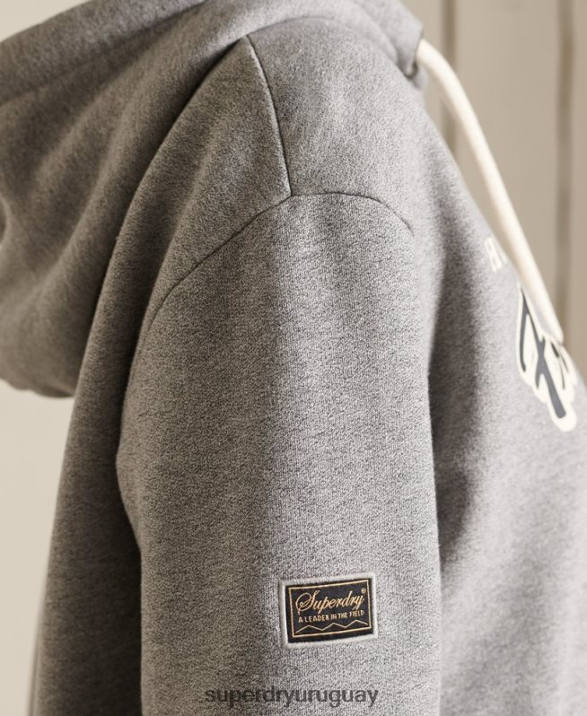 uy Superdry mujer sudadera con capucha Heritage Mountain extragrande gris claro DT2N8Z3469 ropa