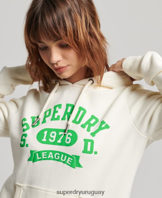uy Superdry mujer sudadera con capucha atlética vintage blanco DT2N8Z3294 ropa