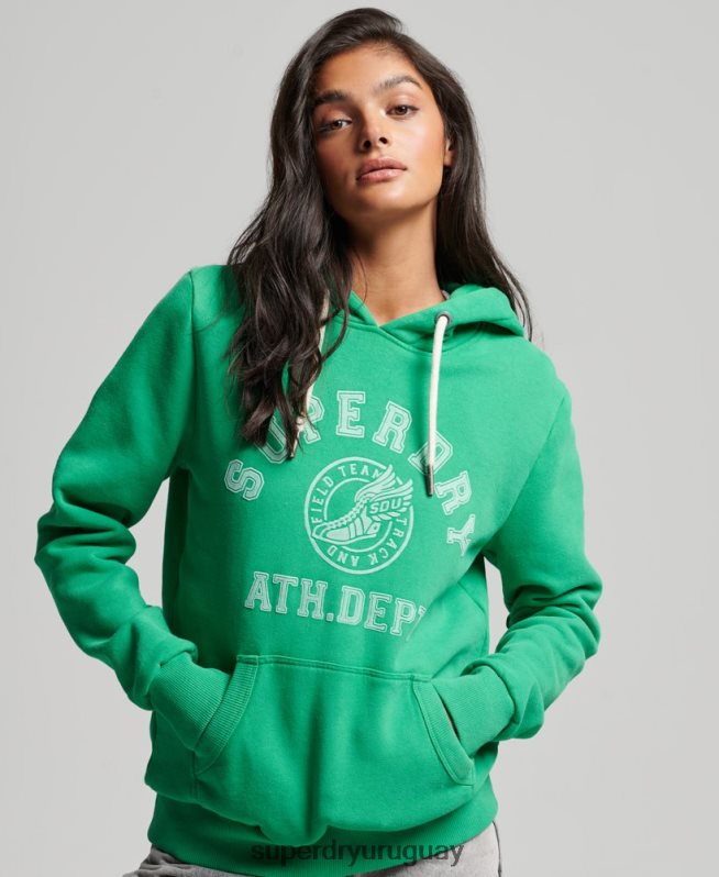 uy Superdry mujer sudadera con capucha atlética vintage verde DT2N8Z3395 ropa