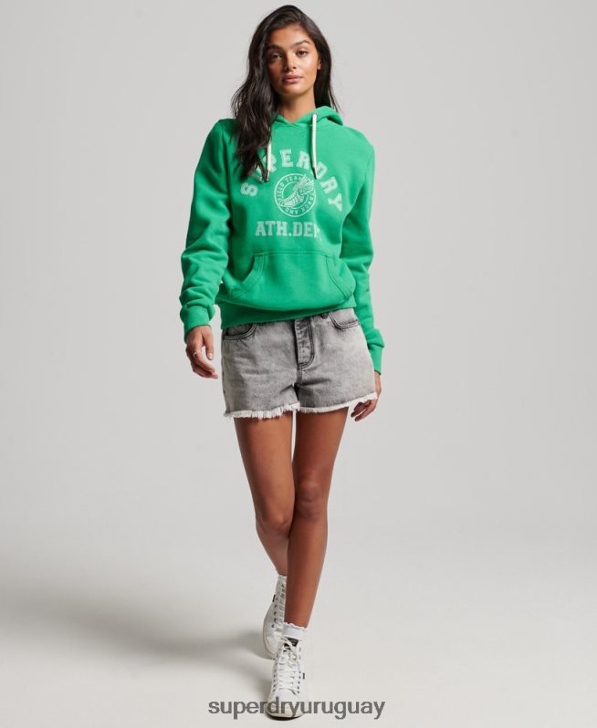 uy Superdry mujer sudadera con capucha atlética vintage verde DT2N8Z3395 ropa