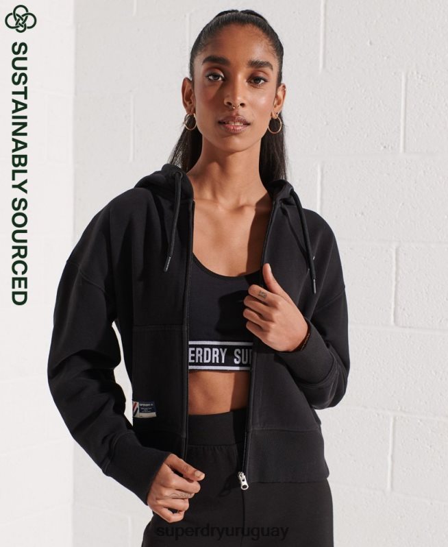 uy Superdry mujer sudadera con capucha code essential negro DT2N8Z5944 ropa
