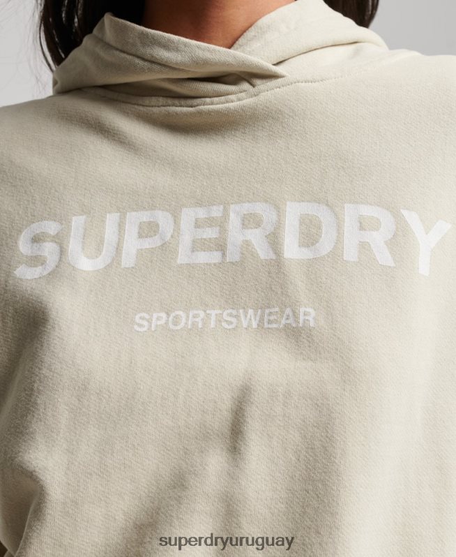 uy Superdry mujer sudadera con capucha core sport beige DT2N8Z3360 ropa