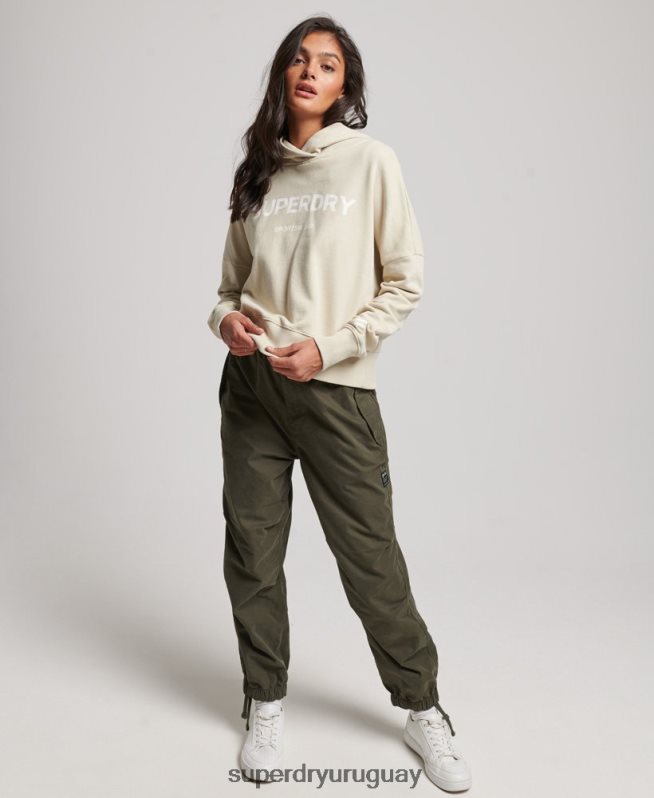 uy Superdry mujer sudadera con capucha core sport beige DT2N8Z3360 ropa