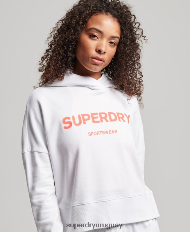 uy Superdry mujer sudadera con capucha core sport blanco DT2N8Z3359 ropa