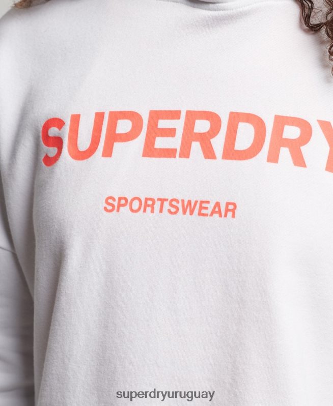 uy Superdry mujer sudadera con capucha core sport blanco DT2N8Z3359 ropa