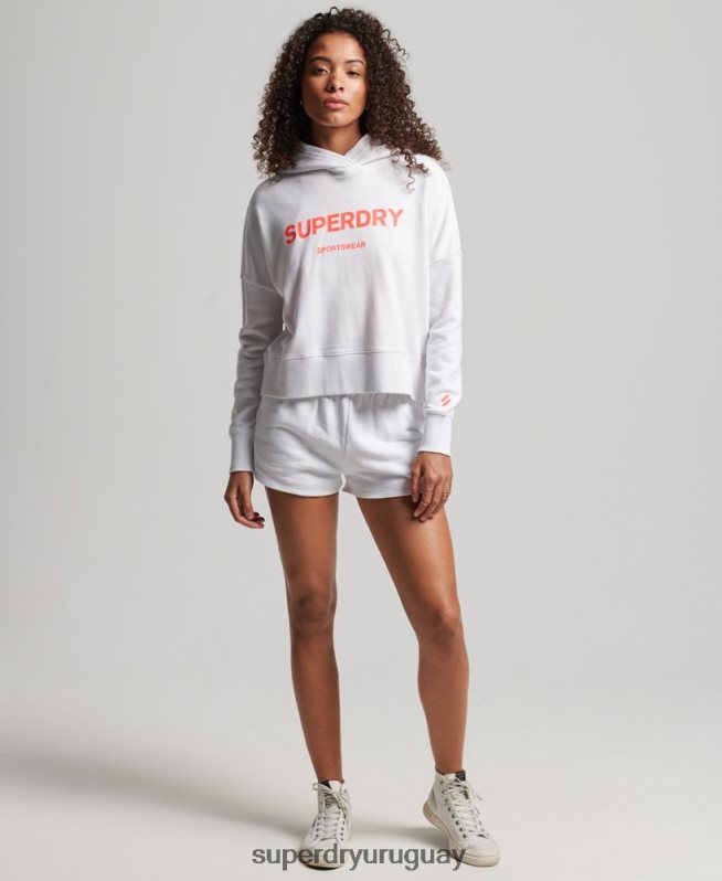 uy Superdry mujer sudadera con capucha core sport blanco DT2N8Z3359 ropa