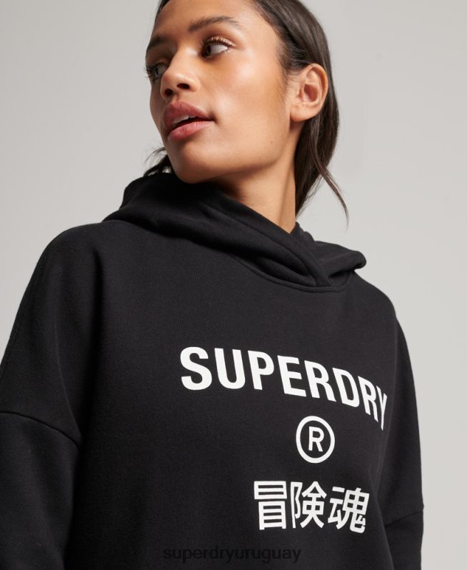 uy Superdry mujer sudadera con capucha core sport negro DT2N8Z2302 ropa