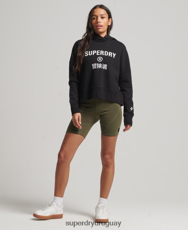 uy Superdry mujer sudadera con capucha core sport negro DT2N8Z2302 ropa