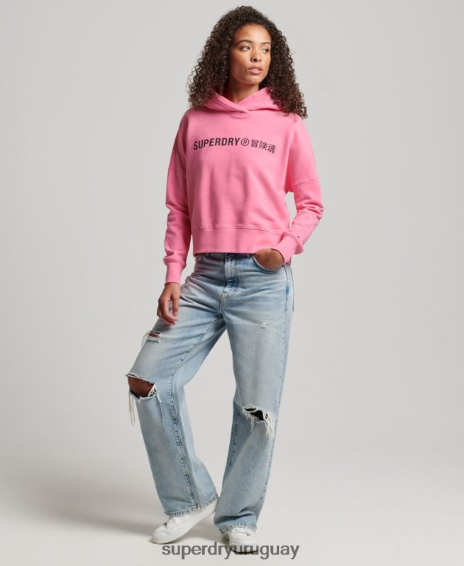 uy Superdry mujer sudadera con capucha core sport rosa DT2N8Z2303 ropa