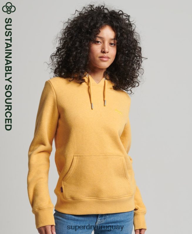 uy Superdry mujer sudadera con capucha de algodón orgánico con logo vintage bordado amarillo DT2N8Z3386 ropa