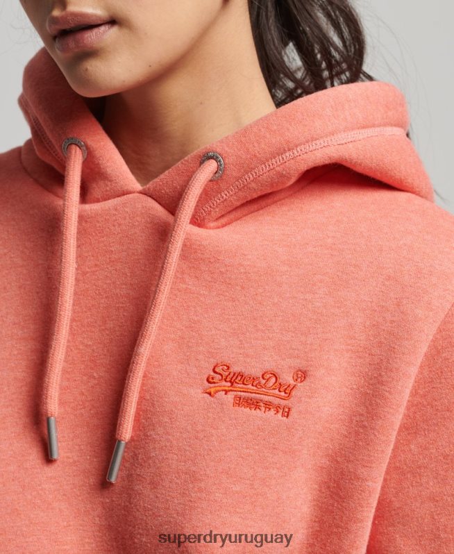 uy Superdry mujer sudadera con capucha de algodón orgánico con logo vintage bordado coral DT2N8Z3385 ropa