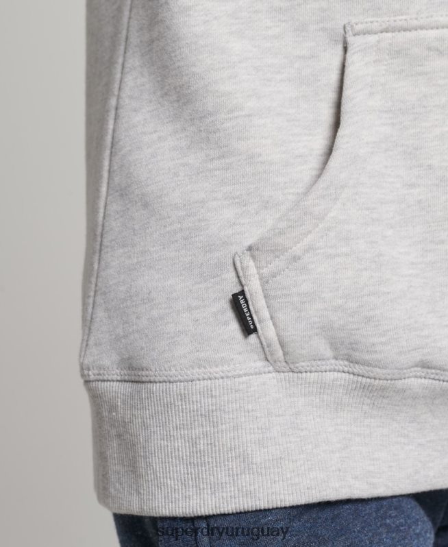 uy Superdry mujer sudadera con capucha de algodón orgánico con logo vintage bordado gris claro DT2N8Z3336 ropa