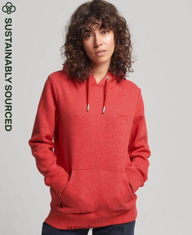 uy Superdry mujer sudadera con capucha de algodón orgánico con logo vintage bordado rojo DT2N8Z6679 ropa